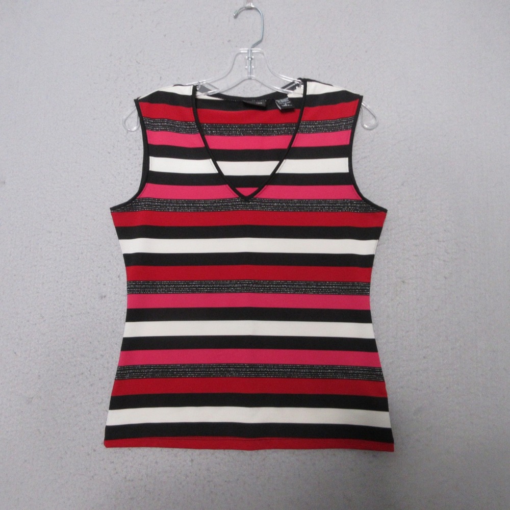 Vintage 90s Y2K New York & Company Tank Top S Striped Metallic Preppy Indie Mod
